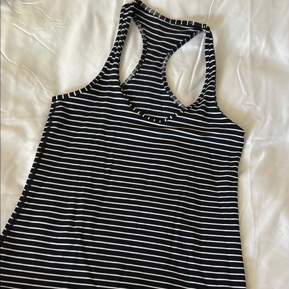 lululemon athletica Black and White Striped Tank Top